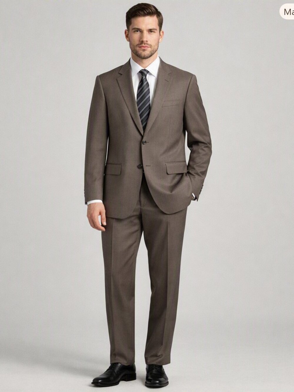 Via Amaci Brown Wool Suit 42R 36R